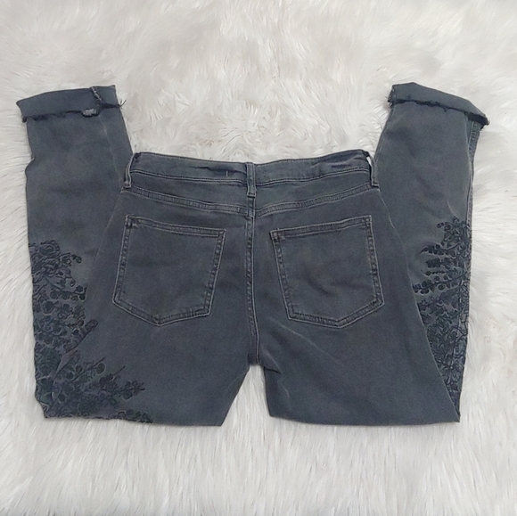 Free People Grey Embroidered Girlfriend Jeans - Picture 7 of 11